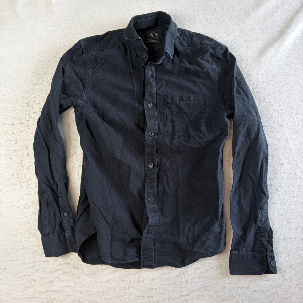 Armani Exchange Long Sleeve Button Up Mens Size Small Black Fitted Casual Shirt